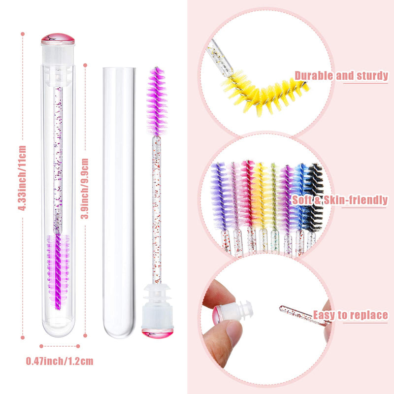 [Australia] - 110 Pieces Lash Wand Tubes Set Includes 30 Reusable Diamond Empty Eyelash Brush Tube and 80 Crystal Disposable Mascara Wand Eyelash Brushes Eyebrow Applicator for Women Girls Makeup (Eyelash Pattern) Eyelash Pattern 