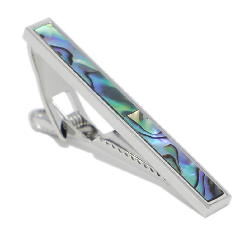 [Australia] - MENDEPOT Classic Stone Tie Clip 2 Inch Semiprecious Stone Tie Bar with Gift Box Men Abalone Tie Clip 