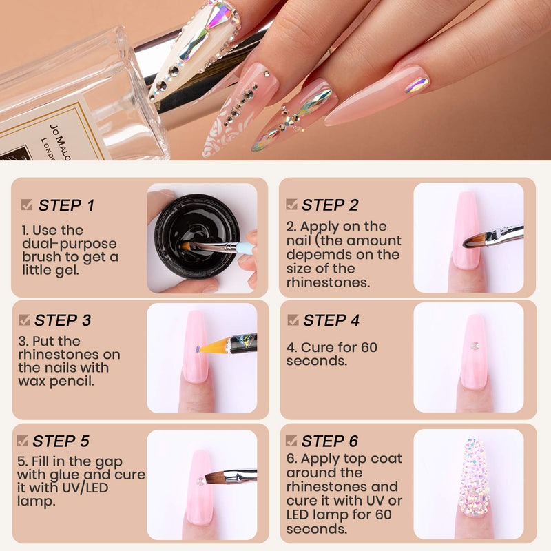 [Australia] - Beetles Gel Polish Nail Art Rhinestones,Crystal Glass AB Rhinestone Gems (120 + 3456 Pcs）for Gel Nail Polish/Nail Dipping Powder/Nail Acrylic Powder Decoration with Nail Rhinestone Glue and Nail Brush 