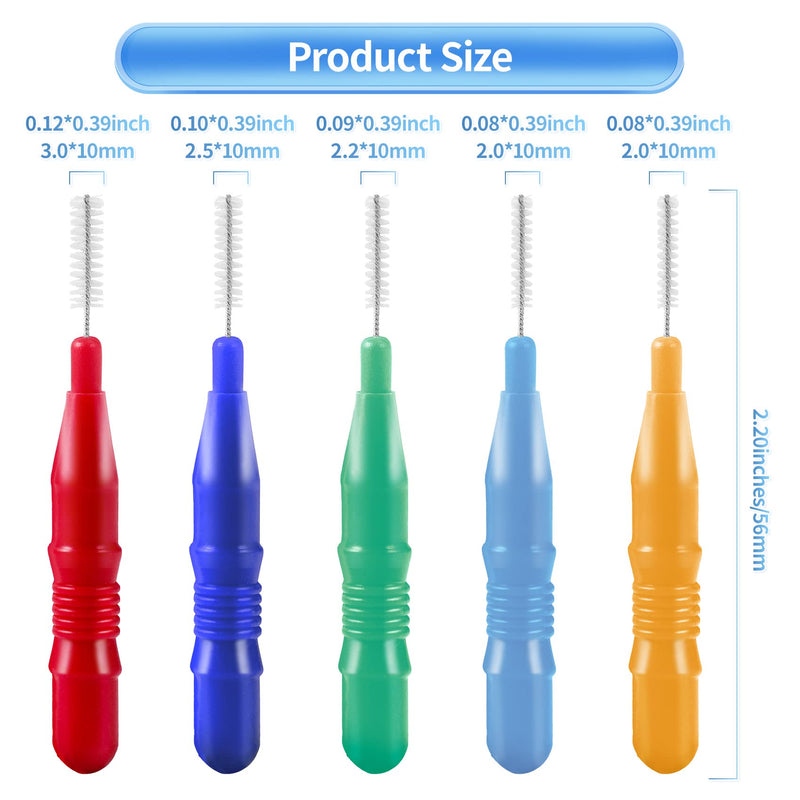 [Australia] - Annhua 50 Pieces Interdental Brushes, Tooth Cleaning Tool with Storage Box (Orange, Dark Blue, Red, Green, Light Blue) 50pcs 