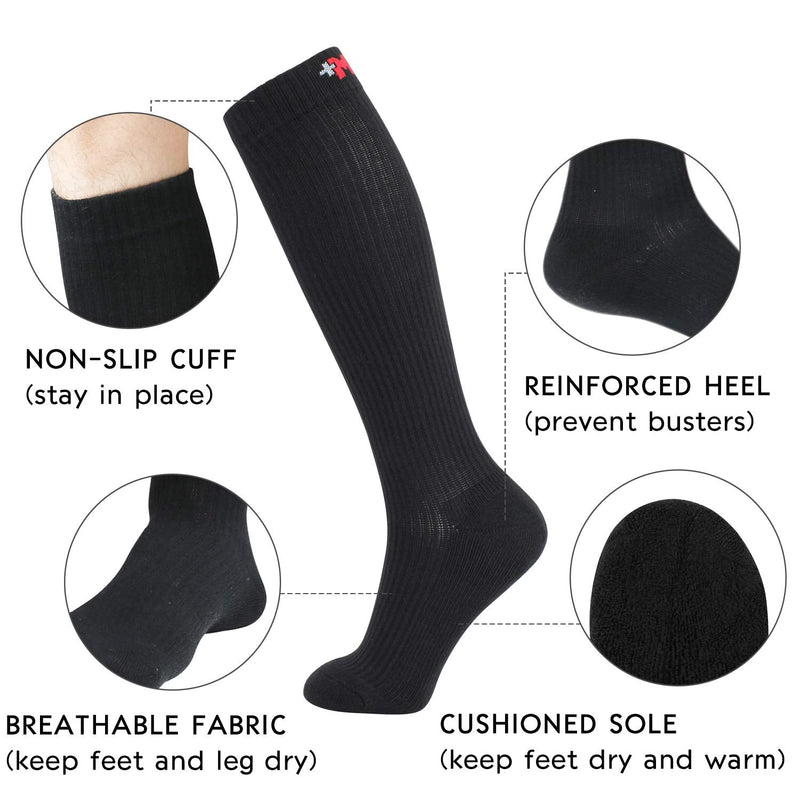 [Australia] - MD 6 Pairs Compression Socks 8-15mmHg for Women & Men Cushion Knee High Socks 9-11 Black (6 Pairs) 