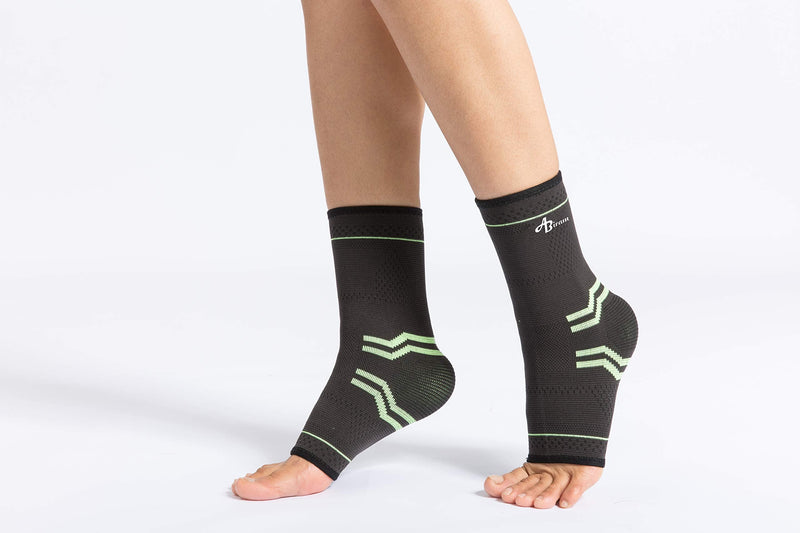 [Australia] - JUPITER Foot Sleeve (Pair) with Compression Wrap, Ankle Brace For Arch, Ankle Support, Football, Basketball, Volleyball, Running, For Sprained Foot, Tendonitis, Plantar Fasciitisâ€¦ Green Large 