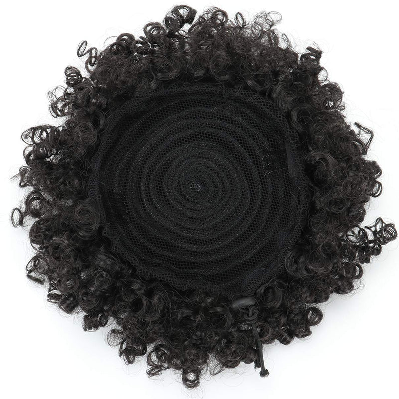 [Australia] - THEMIS HAIR Afro Puff Drawstring Ponytail For Black Women, High Puff Drawstring Short Ponytail Bun For Short Natural Hair, Afro Kinky Curly Ponytail Hairpieces With Clip In Color 1B 