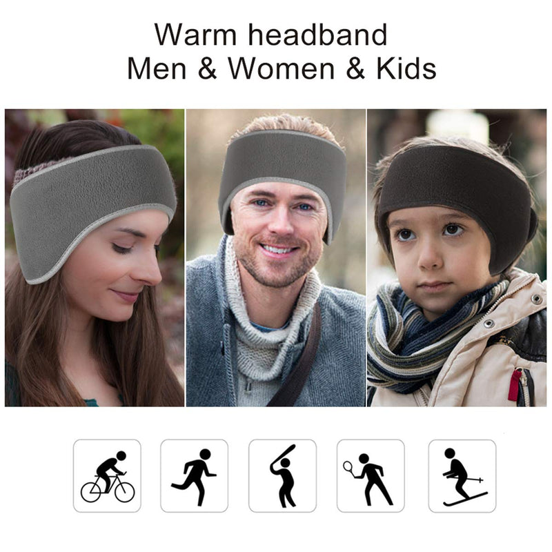[Australia] - Ear Muffs Warmers Winter Fleece Headband for Men Women kids Ears Cover Running Cycling Skiing Black 1 