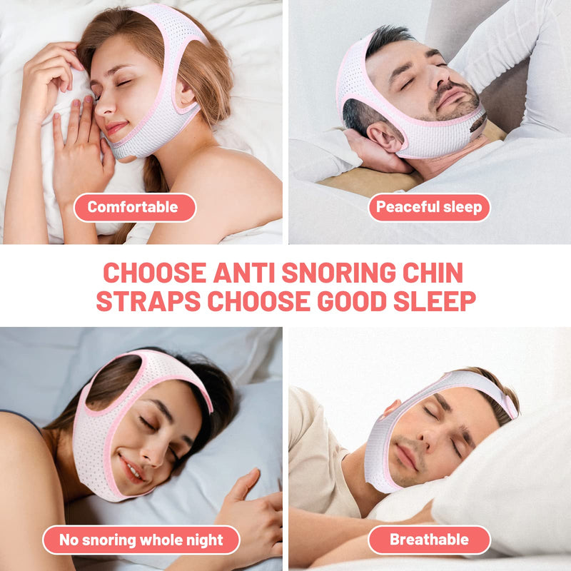 [Australia] - Anti Snoring Chin Strap Upgraded 2022, KUJAIS Snoring Solution Effective Anti Snoring Devices, Adjustable & Breathable Stop Snoring Chin Strap for Men and Women (White) White 