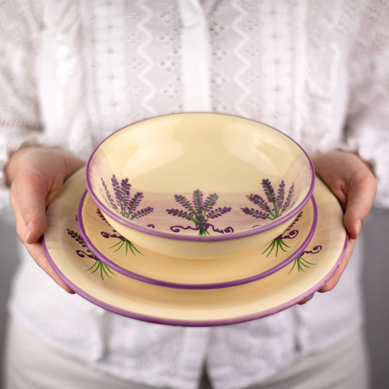 [Australia] - City to Cottage® Lavender Pattern Purple and Cream Pottery | Handmade Hand Painted | Glazed Ceramic 7.9inch/20cm | Side Dessert Plate | Unique Dinnerware 