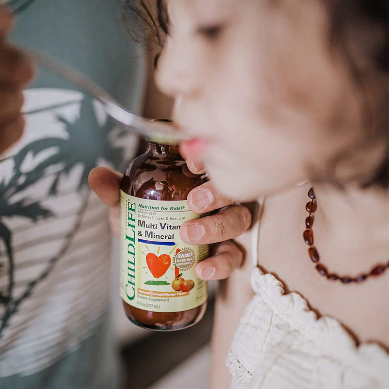 [Australia] - ChildLife Essentials, Kids Liquid Multivitamin and Mineral Supplement - Liquid Vitamins for Kids, All-Natural, Gluten-Free, Non-GMO - Natural Orange & Mango Flavor, 8 Ounce Bottle 