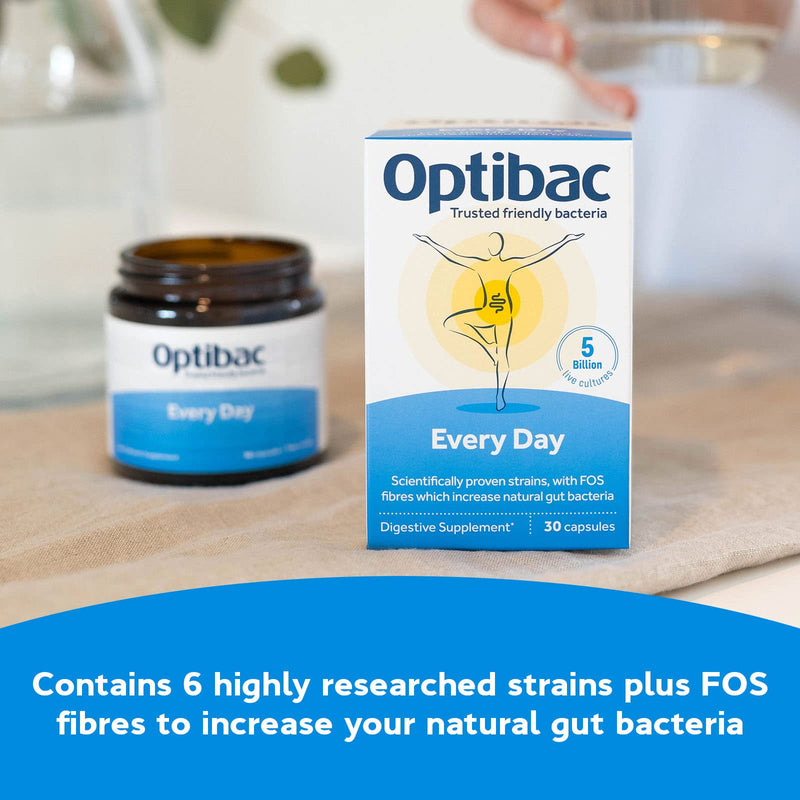 [Australia] - Optibac Probiotics Every Day - Digestive Supplement with 5 Billion Bacterial Cultures & FOS Fibres - 30 Capsules 30 Count (Pack of 1) 