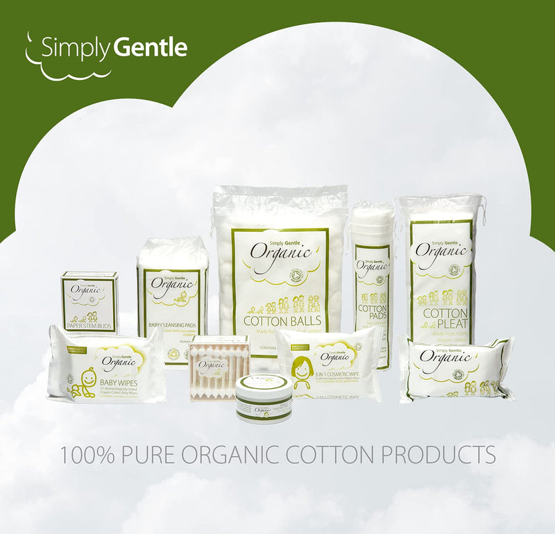 [Australia] - Simply Gentle Organic Cotton Pads ‚Äì Dual Sided - Sealed Edges - Low Lint - 100% Organic Cotton Wool ‚Äì 100 Pads Per Pack (Pack of 6) 
