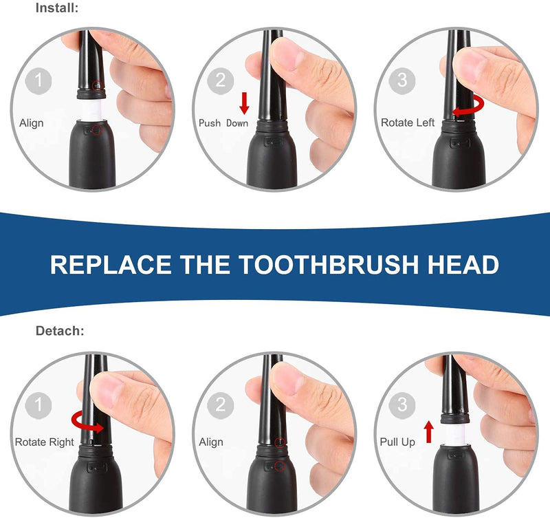 [Australia] - 5pcs Replacement Toothbrush Heads for Fairywill D7/D8/FW507/FW508, FW551/ FW917/ FW959/ FWD1/ FWD3 Black 
