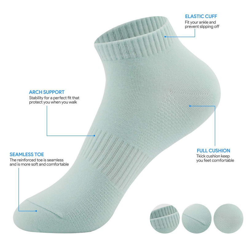 [Australia] - YMWALK Women Socks Comfortable Cotton Casual Socks Low Cut Ankle Socks Breathable Liner Short Crew Socks for Running Walking Fitness Outdoor Sports 02-white 