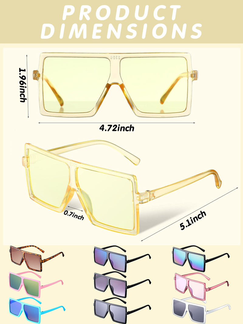 [Australia] - 10 Pairs Kids Oversized Square Sunglasses Trendy Flat Top Sunglasses 3-10 Years Basic Colors 