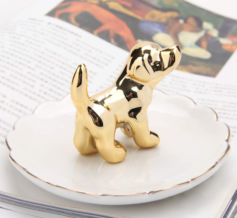 [Australia] - Luxury Porcelain Adorable Dog Ring Holder, Ceramic Jewelry Tray, Bracelets Plate, Dessert Dish - Perfect for Holding Small Jewelries, Rings, Necklaces, Earrings, Bracelets, Trinket etc. 