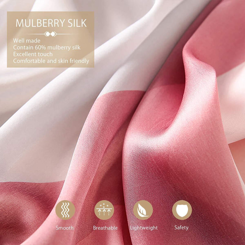 [Australia] - LumiSyne Silk Scarves For Women Retro Printed Geometric Stripe Pattern Soft Warm Long Shawl Warm Wrap Sunscreen Shawl All Season Pink Geometric 
