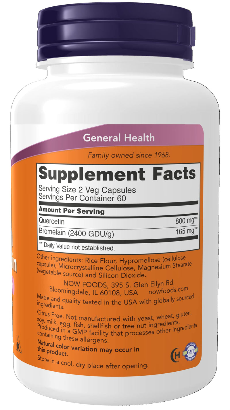 [Australia] - NOW Supplements, Quercetin with Bromelain, Balanced Immune System*, 120 Veg Capsules 