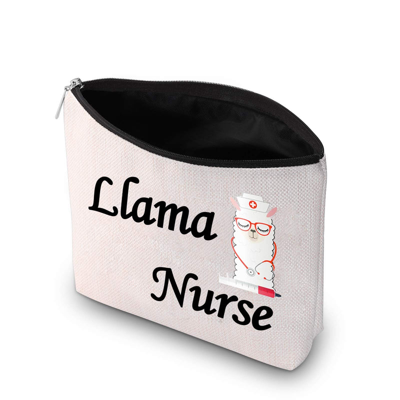 [Australia] - PXTIDY Llama Nurse Makeup Bag Nurse Gift Llama Nurse Medical Staff Cosmetic Bag Llama Lover Nurse Makeup Bag Medical Student Gift(beige) beige 
