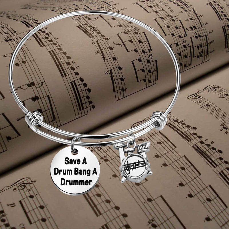 [Australia] - ENSIANTH Funny Drummer Gift Save A Drum Bang A Drummer Keychain Drum Kit Gifts Musician Keychain Percussion Jewelry Drum bracelet 