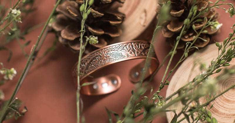 [Australia] - Vicmag Copper Magnetic Bracelet for Men 3500 Gauss Magnets 100% Solid Pure Copper Jewelry Cuff Bangles Gift (1pc 9 Magnets Tree) 1pc 9 Magnets Tree 