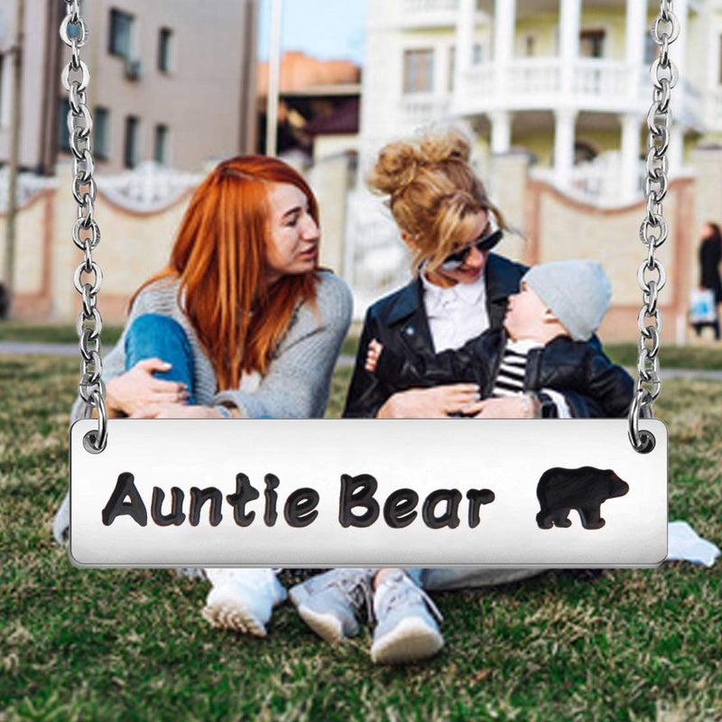 [Australia] - Zuo Bao Auntie Bear Necklace Aunt Bear Gift Aunty Bear Jewelry With 12 Months Birthstone Birthday Gift Family Jewelry For Her Silver 