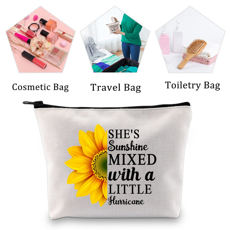 [Australia] - MYSOMY She's Sunshine Mixed with a Little Hurricane Makeup Bag Sunflower Cosmetic Bag Sunflower Lover Gifts (Makeup Bag) 