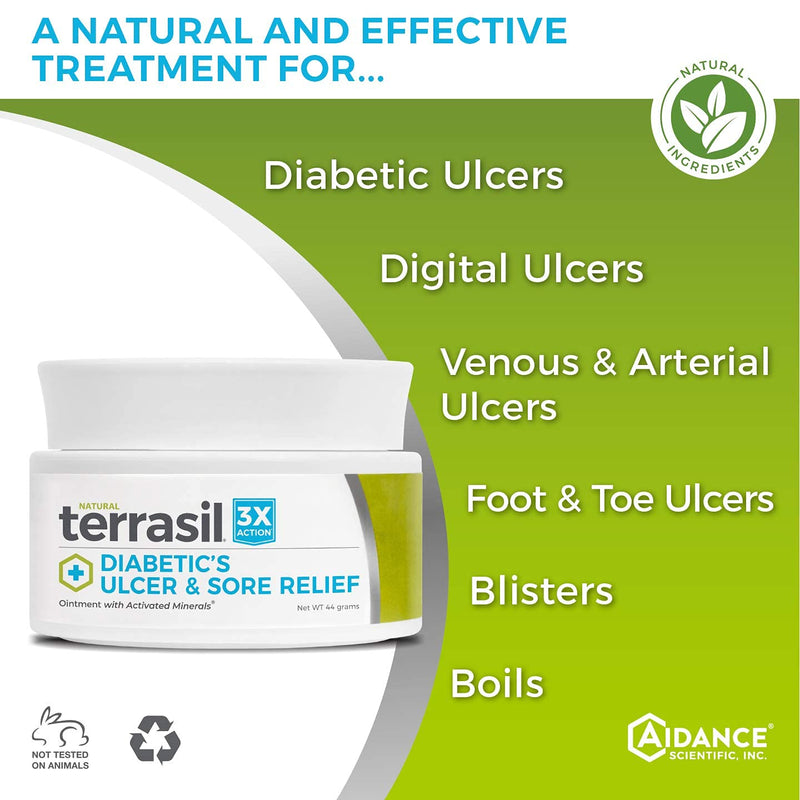 [Australia] - Diabetic Ulcer Cream & Sore Relief - Natural Relief for Diabetic Ulcers with 3X Action for Healthier Skin by Terrasil - 44gm Jar 