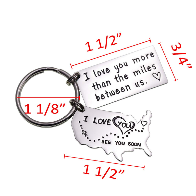 [Australia] - LParkin Love Keychains for Couples I Love You More Than The Miles Between Us I'll Always Love You Long Distance Relationship Gift Going Away State Keychain Heart-keychains 