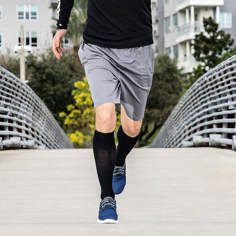 [Australia] - Calves Kelson (2 Pairs) Compression Socks/Stockings for Men & Women, Black & Blue S/M (For Women 4-6.5 / Men 4-8) 2 same pair, S-M 