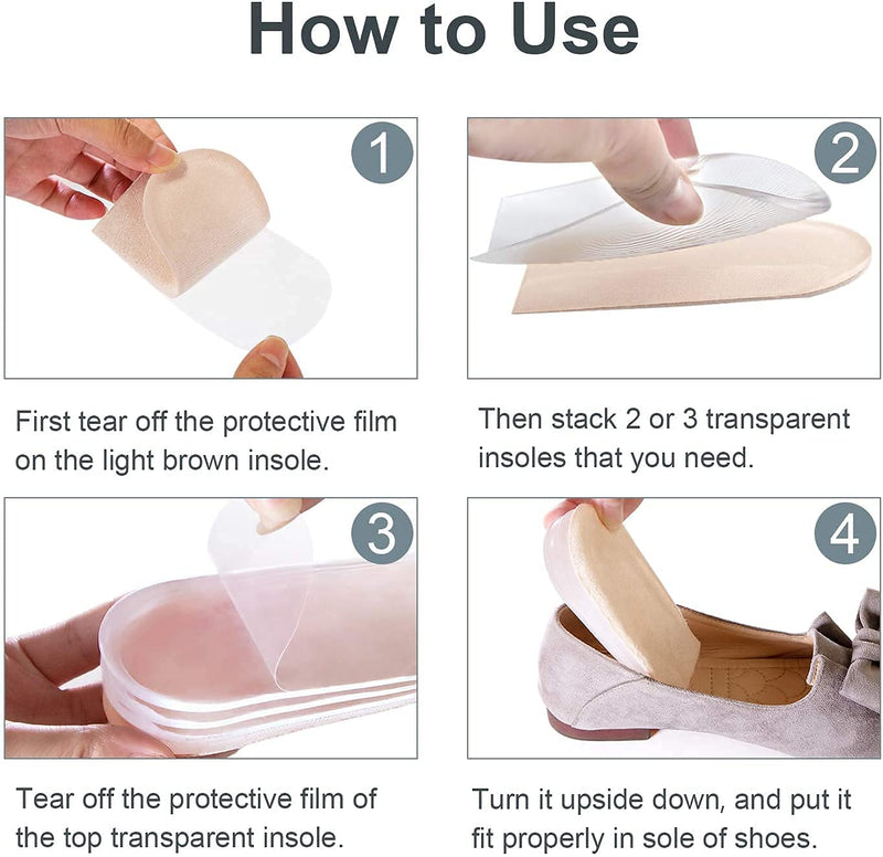 [Australia] - Sumifun Heel Lift Inserts, 4-Layer 1 Inch Gel Shoe Heels Inserts for Women, Adjustable Orthopedic Heel Pads for Heel Pain and Leg Length Discrepancies, Heel Cups 1/4" 1/2" 3/4" (Size S, 1 Pair) 