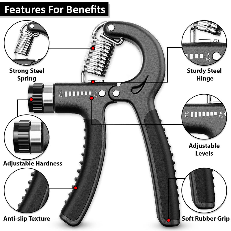 [Australia] - 2 Grip Strengtheners – 5-60 kg Adjustable Hand Exercisers Forearm Strengtheners for Improved Strength & Grip Rehabilitation Exerciser for Strong Hands Wrists Arms 