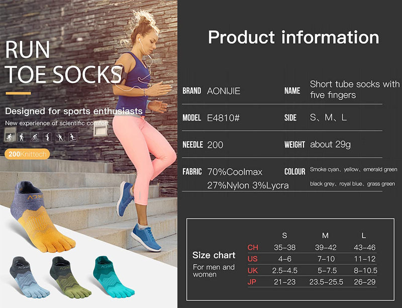 [Australia] - OrrinSports 3 Pairs Women & Men's Athletic Toe Socks Five Finger Socks 01B# Low Cut/3 Pairs - Medium (5-7.5) 