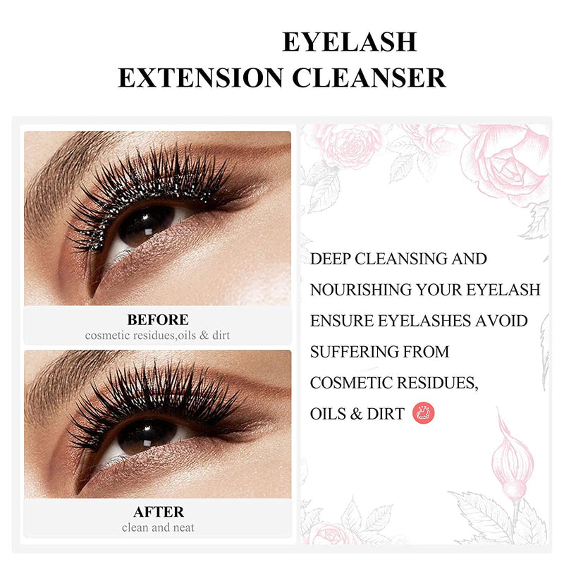 [Australia] - Eyelash Extension Shampoo & Brush + Mascara Wand,Eyelash Shampoo Foaming Cleanser for Professional Salon and Home Care,Wash for Extensions and Natural Lashes, Nourishing FormulaÔºà200ml/7fl.ozÔºâ 