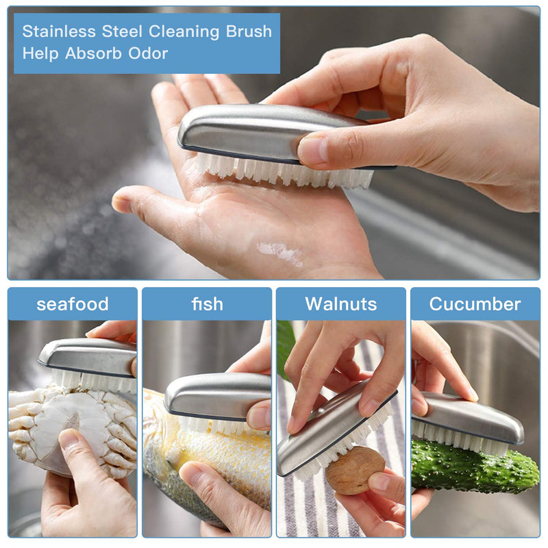 [Australia] - Stainless Steel Nail Brush Akamino Nail Hand Brush Fingernail Scrubbing Brushes for Nails Toes Cleaning Help Eliminating Smells Absorb Odor - 4 Pieces 