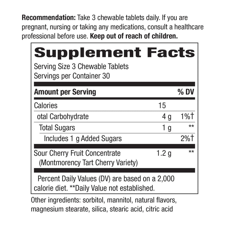 [Australia] - Nature's Way Enzymatic Therapy Tart Cherry Ultra Chewable, 1,200 mg per Serving, 90 Count 