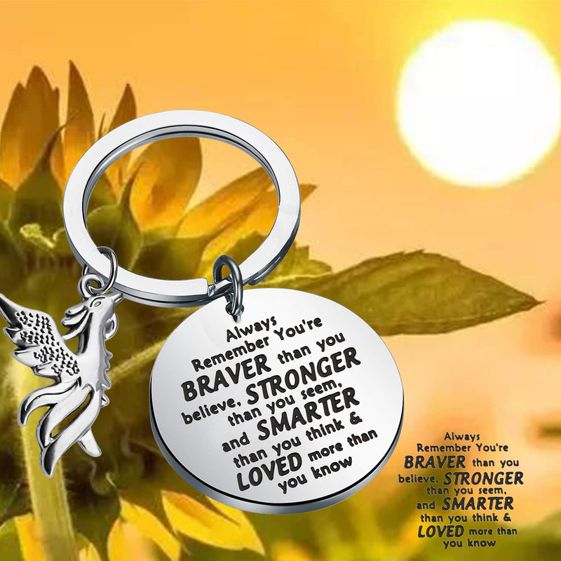 [Australia] - BAUNA Phoenix Keychain Rising Phoenix Bird Pendant Always Remember You’re Braver Than You Believe Inspiration Jewelry Gift for Phoenix Lovers Graduates 