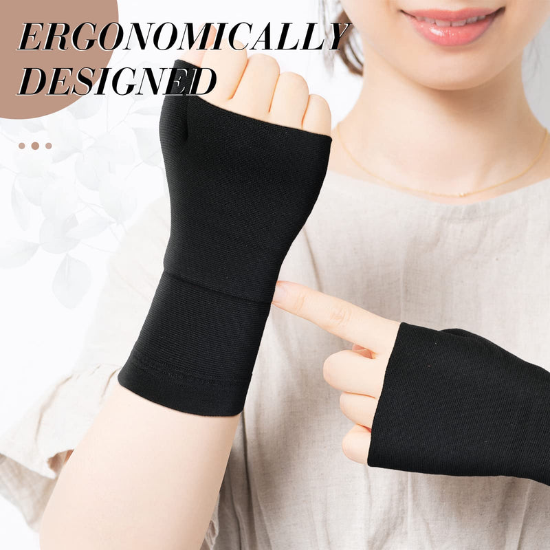 [Australia] - 2 Pcs Compression Wrist Support Thumb Wrist Splint Breathable Wrist and Thumb Support Elastic Wrist Brace Hand Supports for Women Men Sports, Medium Black 