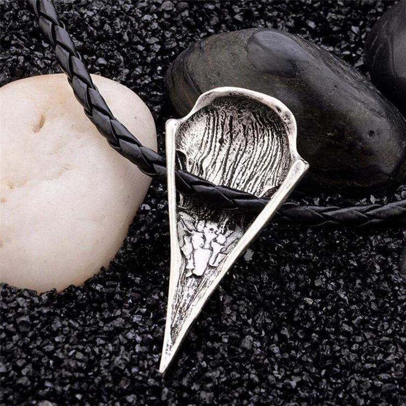 [Australia] - HAQUIL Viking Jewelry Alloy Aegishjalmr Helm of Awe Norse Talisman Pendant Necklace for Men and Women, 19.7" Raven Skull 