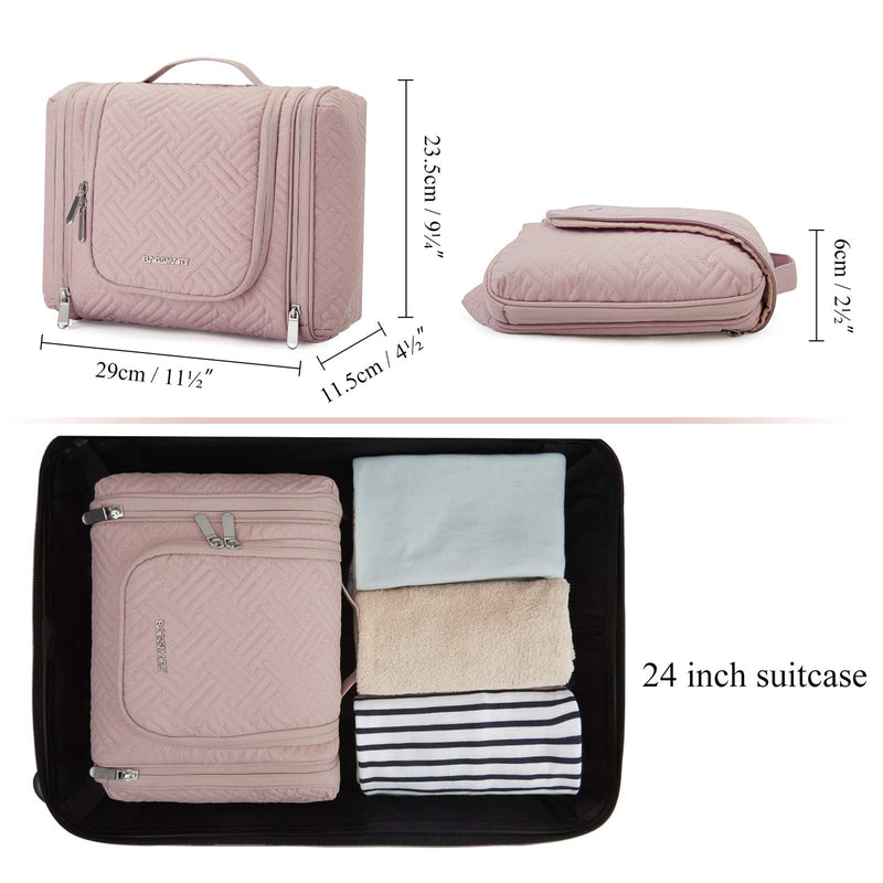 [Australia] - Toiletry Bag, BAGSMART Travel Toiletry Organizer with hanging hook, Water-resistant Cosmetic Makeup Bag Travel Organizer for Shampoo, Full Sized Container, Toiletries, Pink 