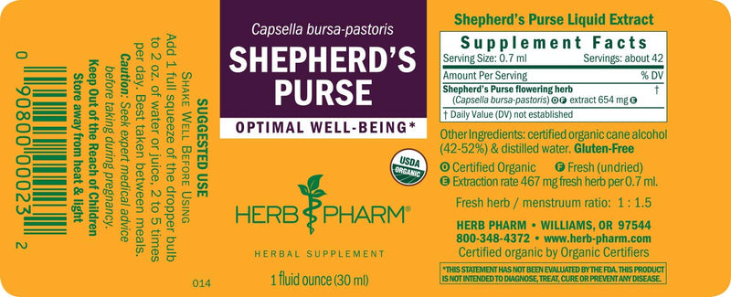 [Australia] - Herb Pharm Certified Organic Shepherd's Purse Liquid Extract, 1 Oz 1 Ounce (Pack of 1) 