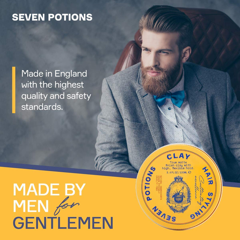[Australia] - Seven Potions Men's Hair Styling Clay ‚Äî Natural, Water-Based, Matte Finish, High Hold Hair Styling Product ‚Äî 100% Vegan, Cruelty Free (100ml) 