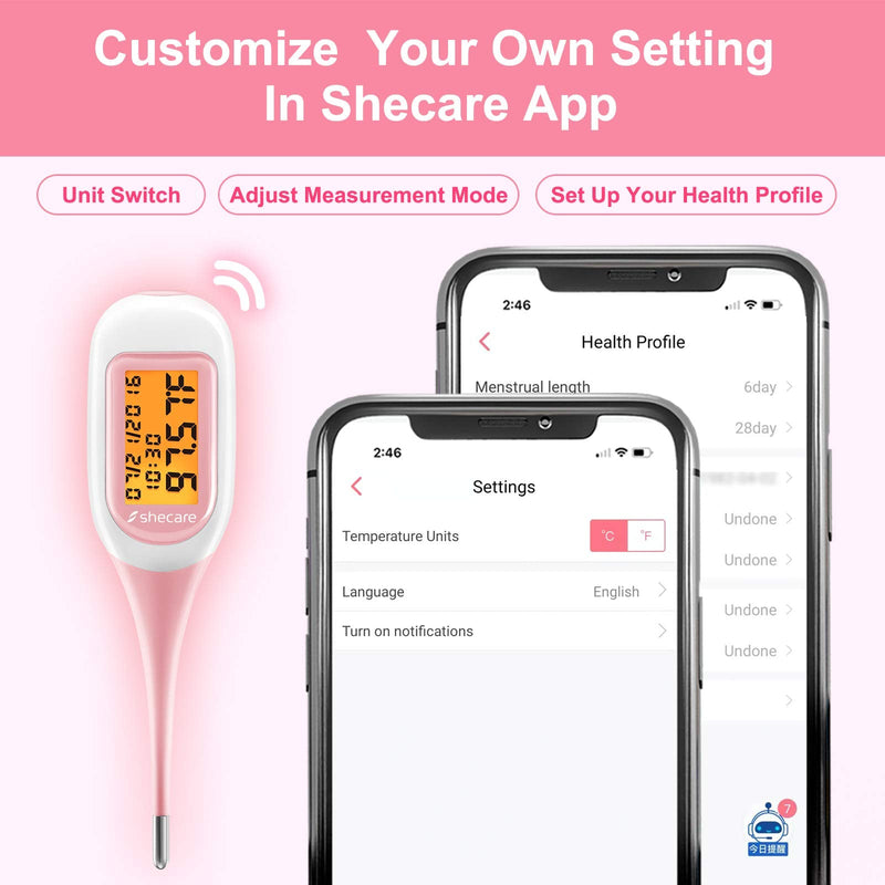 [Australia] - Shecare Smart Basal Thermometer for Ovulation Tracking, Digital Oral Body Temperature Thermometer for Fertility with Backlit, BBT Thermometer with Shecare App(iOS&Android)for Natural Family Planning 