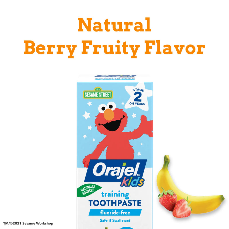 [Australia] - Orajel Elmo FluorideFree Training Toothpaste, Fun, One Tube: #1 Pediatrician Recommended Brand for Kids NonFluoride Toothpaste, Sesame, Berry, 1.5 Oz 