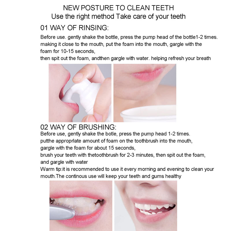 [Australia] - Foam Toothpaste 60ml Mint Whitening and Fresh Foam Toothpaste Teeth Cleaning Mousse Toothpaste for Adult Children Oral Care 