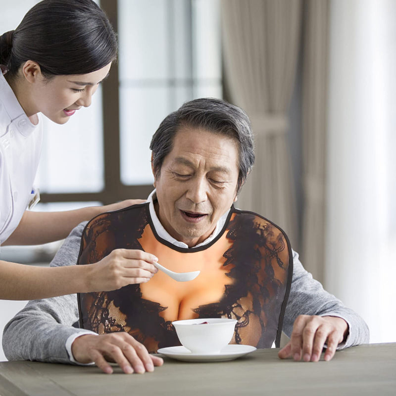[Australia] - Beavorty Funny Adult Bibs Feeding Apron Washable Eating Clothing Protectors Baby for Adult Senior Elderly Disable Women and Men Dining Mealtime As Shown-2 