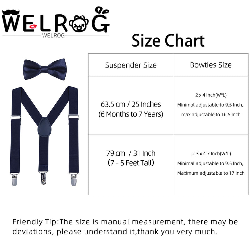 [Australia] - Kids Suspender Bow Tie Sets - Adjustable Braces With Bowtie Gift Idea for Boys and Girls by WELROG Black 25Inches (6 Months to 7 Years) 