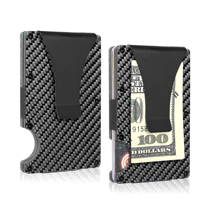 [Australia] - UNIKTREND Carbon Fiber Wallet for Men or Women, RFID Blocking Minimalist Credit Card Holder - Alpha Wallet Gift for Husband Dad Wife Slim Money Clip Ridge Wallet for Fathers day or Mothers day (Black) Black 