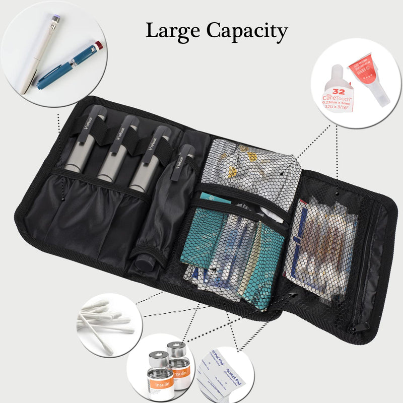[Australia] - ALLCAMP Insulin Cooler Travel Bag for Diabetic Organize Medication with 4 Ice Packs (Medium（Oxford）, Black) Medium（Oxford） 