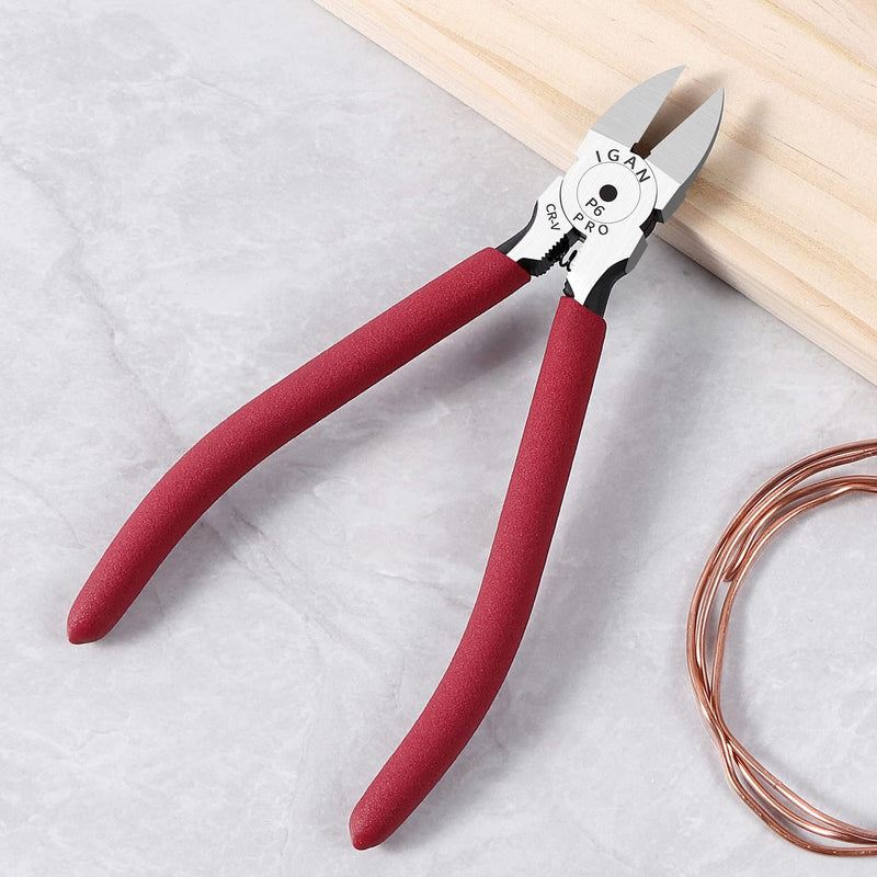 [Australia] - IGAN-P6 Wire Flush Cutters, 6-inch Ultra Sharp & Powerful Side Cutter Clippers with Longer Flush Cutting Edge, Ideal Wire Snips for Crafting, Floral, Electrical & Any Clean Cut Needs Pack 1 