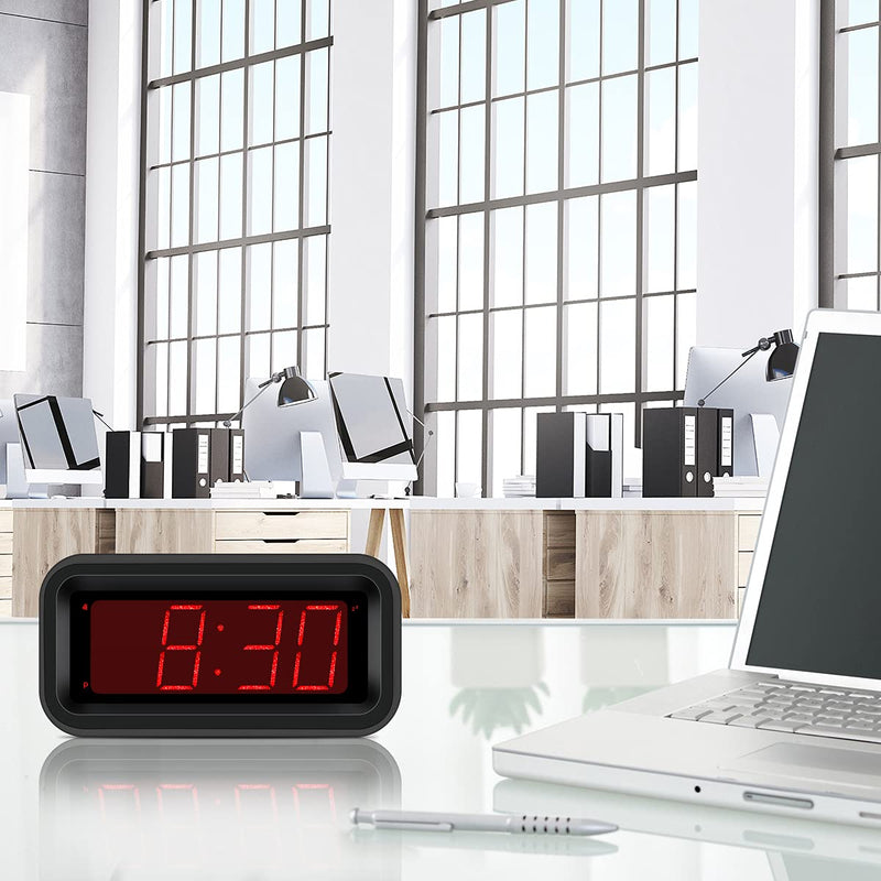 [Australia] - Digital Clock, Battery Operated Clock, Cordless, Small LED Clock, 1.2'' Tall Sparkling Red LED Number Display, Snooze, Alarm Clock for Heavy Sleepers Adults Kids Students Bedroom Bathroom Kitchen Black Sparkling 1.2'' LED 
