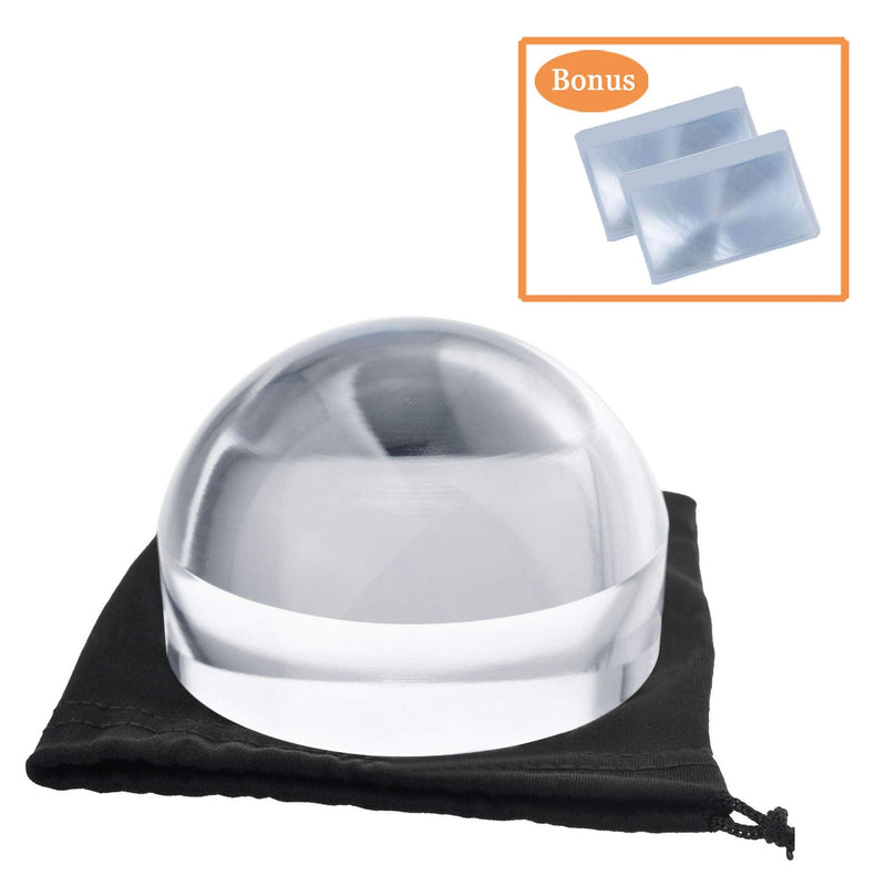 [Australia] - MAGDEPO 4X Acrylic Dome Magnifier 2.5 inch Crystal Clear Paperweight with Card Size Magnifying Sheet for Blueprints, Maps, Newspapers, Hobbies, etc. 
