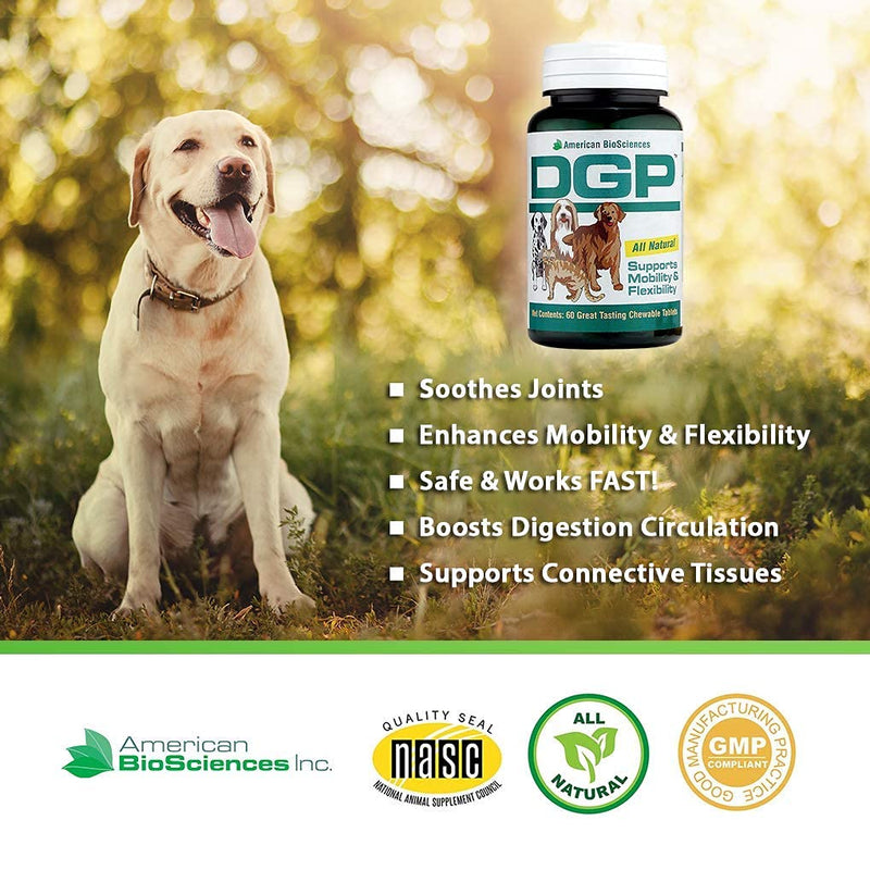 [Australia] - American BioSciences DGP, Joint Relief Formula for Pets, Works Quickly to Support Mobility, Flexibility and Enhanced Energy, 60 All-Natural Chewable Tablets 